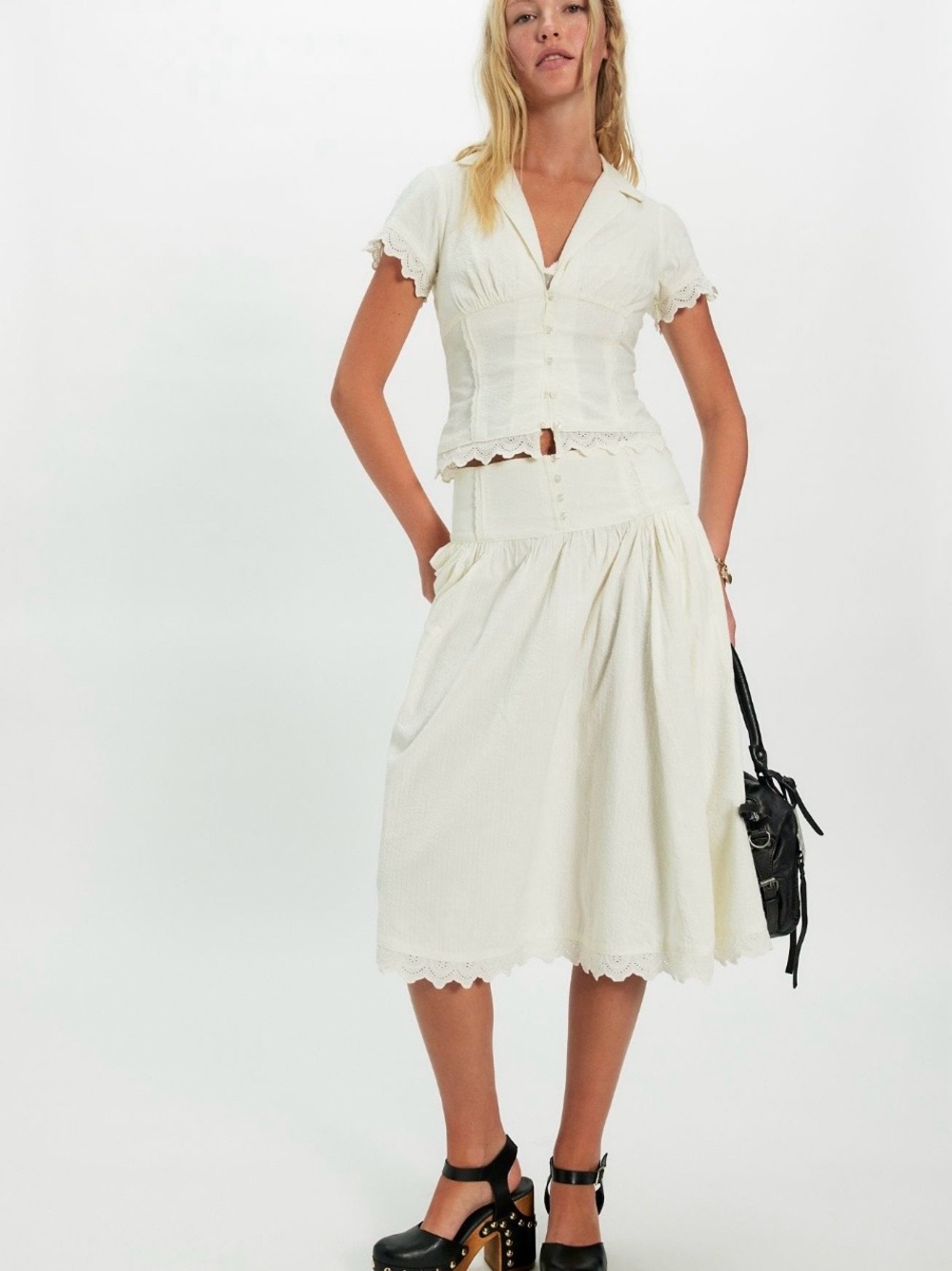 Free People In Your Eyes MIDI Skirt Set 💕 NWT 💕 💯 Cotton